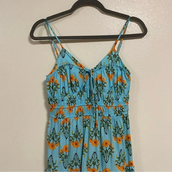 Moon River Dress Women's Size Small Mint floral print Cotton MIDI Summer Dress Moon River Dress Women's Size Small Mint floral print Cotton MIDI Summer Dress
